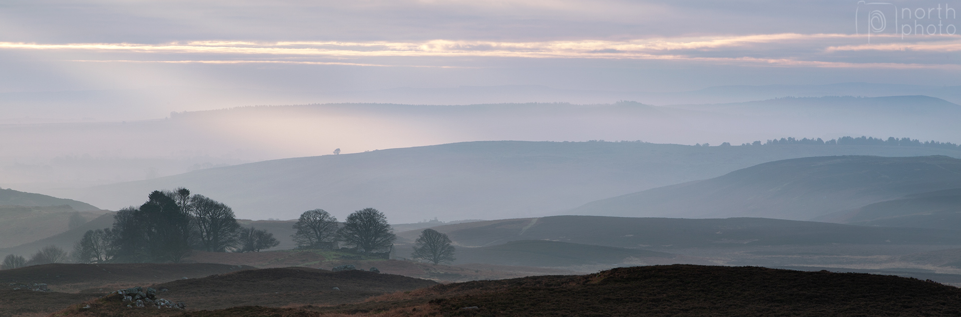 The sun bursting through the mist at Blawearie