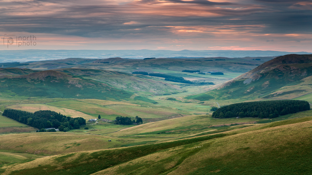 Sunset over Upper Hindhope valley in the Cheviots