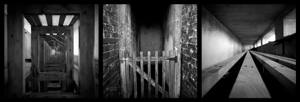 A triptych of abstract images, from within a bunker in the Cheviots