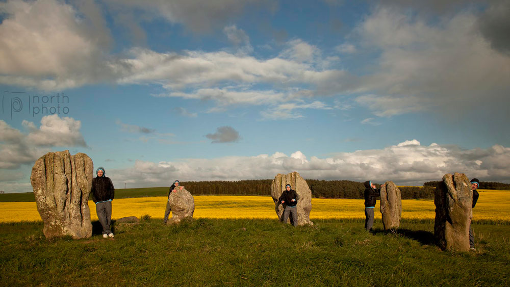 Merge of five photographs of Duddo Stone Circle