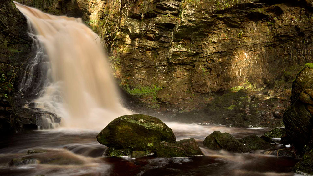 Hareshaw Linn in the sun