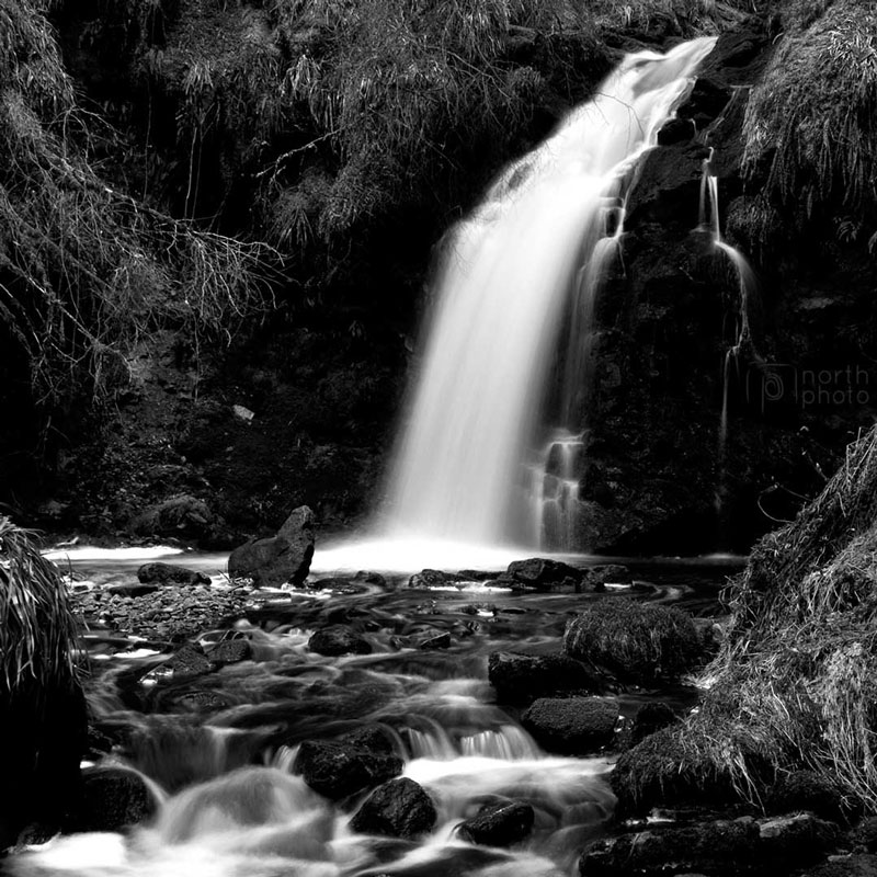 Hindhope Linn in black and white