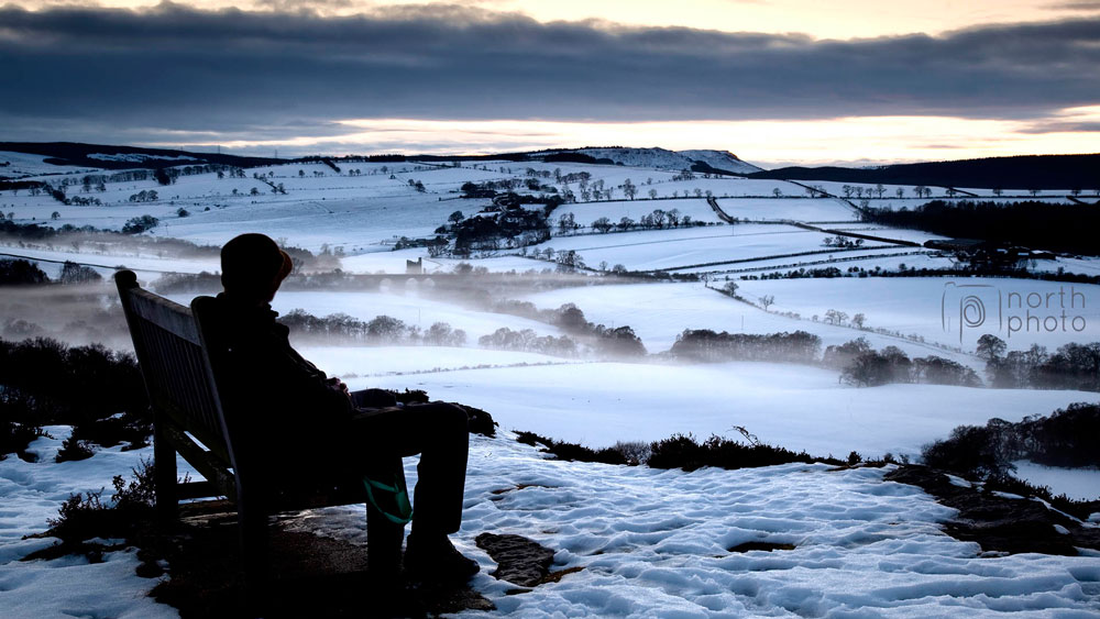 Looking out over a snowy Northumberland vista