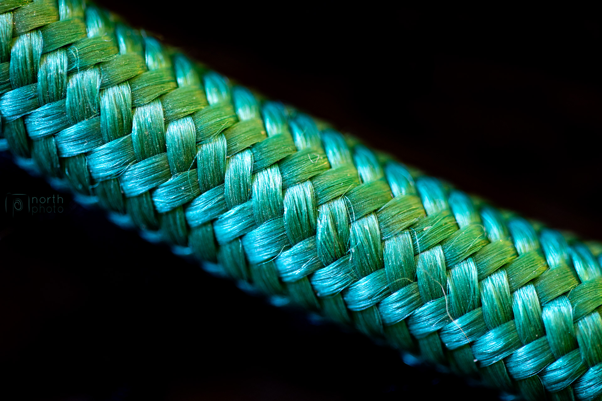 Macro photo of a piece of coloured rope