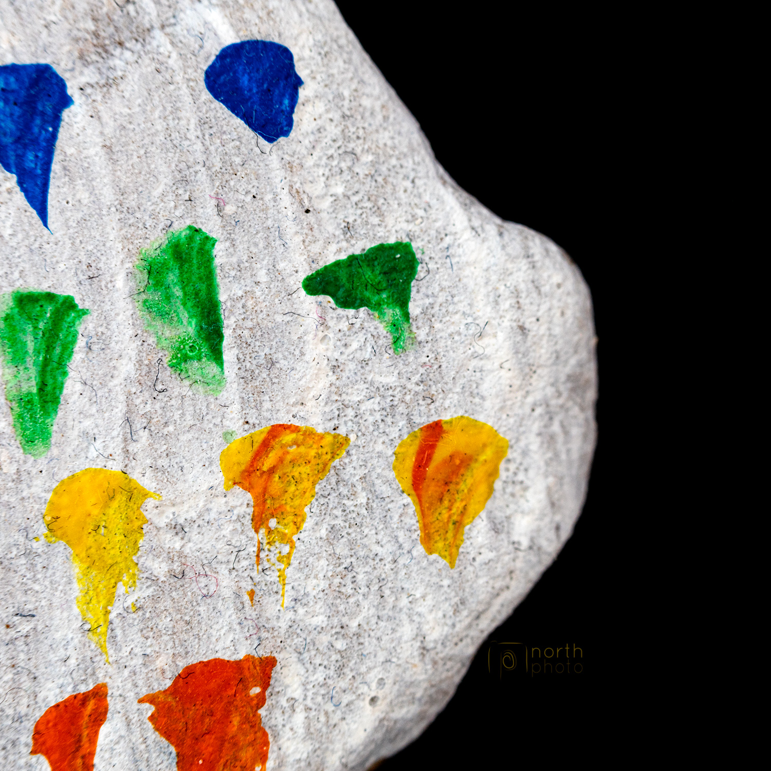 Macro photo of a painted stone.